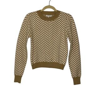 Crescent Chevron Sweater Tan White Minimalist Quiet Luxury Size S